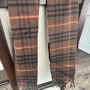 Burberry Brown and Black Plaid cashmere scarf. Unisex